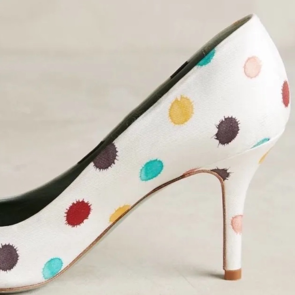NEW $250 Anthropologie Polka Dotted Pumps Heels Paola D'Arcano - Picture 4 of 5